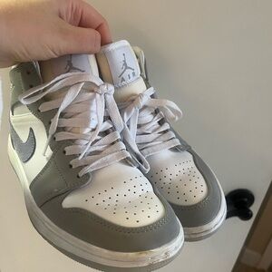 Nike Air Jordan White and Gray High Tops